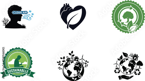 World environment day eco friendly logos and icons