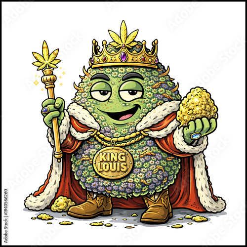King Luis Cannabis Strain Cartoon Illustrated Character