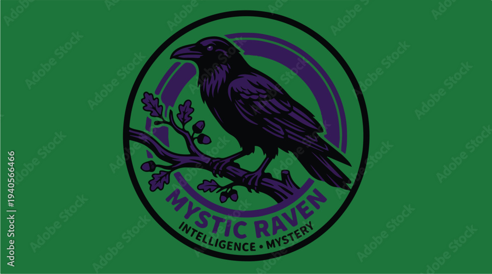 Fototapeta premium Mystic Raven Intelligence Mystery Emblem.