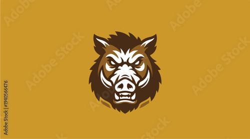 Aggressive Wild Boar Head Logo Mascot.