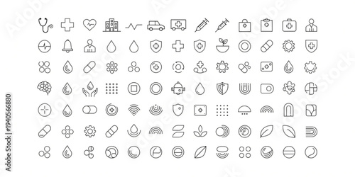 A Diverse Collection of Medical and Healthcare Icons for Digital and Print Design Projects