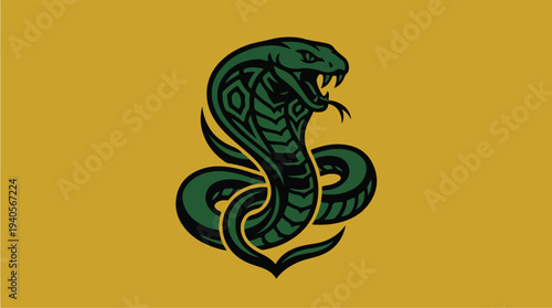 Stylized Cobra Snake Emblem on Yellow Background.