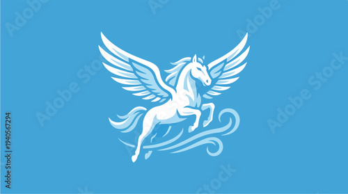 Mythical Pegasus Horse with Wings Flying Gracefully.