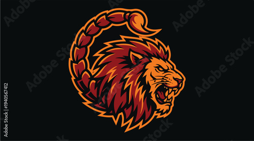 Scorpion Lion Hybrid Mythological Creature Fierce Roaring.
