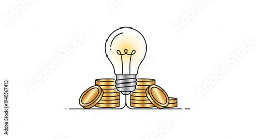 Businessman gets creative idea with lightbulb and gold coins for financial growth and investment