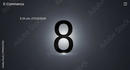 E commerce concept with glowing number eight on dark background symbolizing online shopping and digital commerce