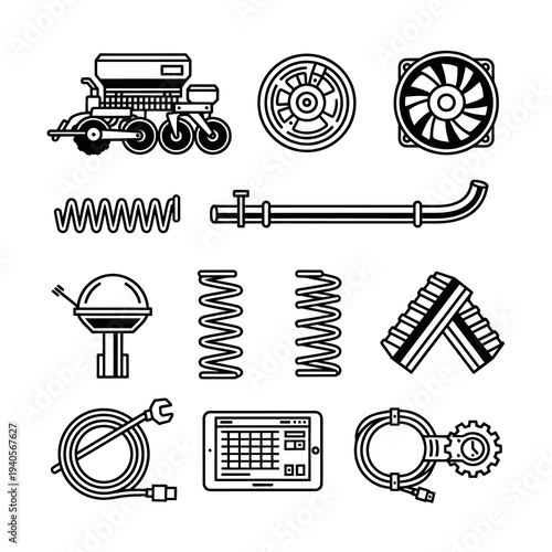 Industrial Mechanical Engineering Parts and Hardware Vector