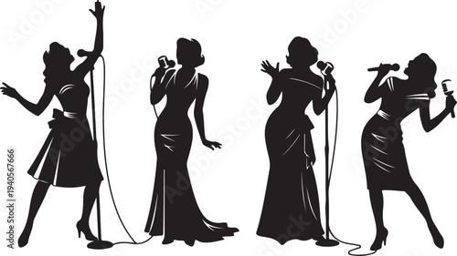 Trendy kpop dancers and singers set. Korean pop culture. Young male and female k-pop idols performance, dance. Modern popular Korea music stars. Flat vector illustrations isolated on white background.