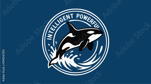 Orca Killer Whale Jumping Out of Water Logo.