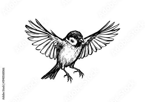 Sparrow Hand Drawn Illustration Vector by AZ for Books, Arts, Design and Decoration Graphic Asset