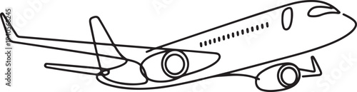 An airliner is a type of aircraft for transporting passengers and air cargo.one line vector icon illustration