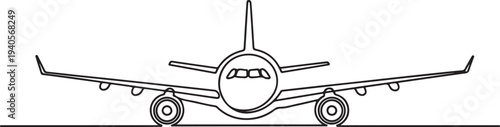 An airliner is a type of aircraft for transporting passengers and air cargo.one line vector icon illustration
