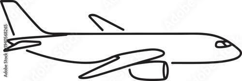 An airliner is a type of aircraft for transporting passengers and air cargo.one line vector icon illustration
