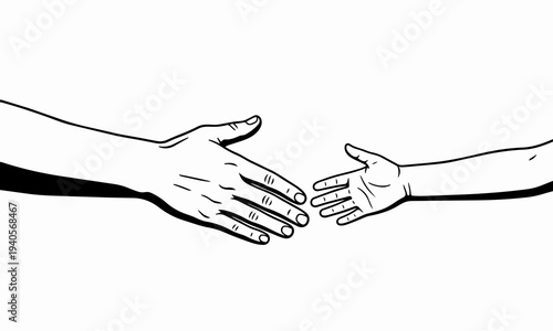 Helping Hand and Generational Connection Concept Featuring Adult and Child Hands