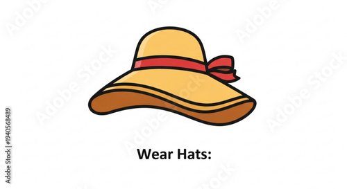 Vibrant yellow sun hat with red ribbon bow fashion accessory