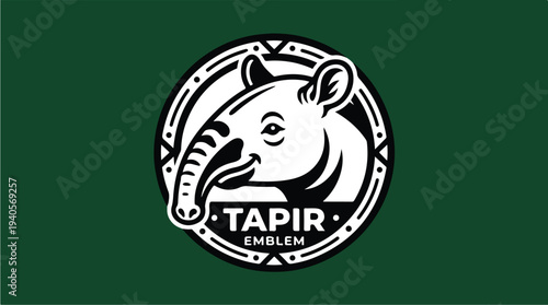 Tapir Emblem Logo Design.