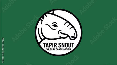 Tapir Snout Wildlife Conservation Logo Design.