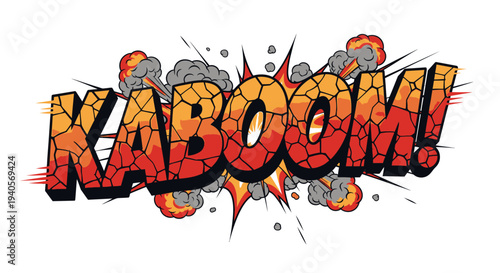 Kaboom comic book text with explosion sound effect