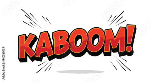 Kaboom comic explosion sound effect text on white background