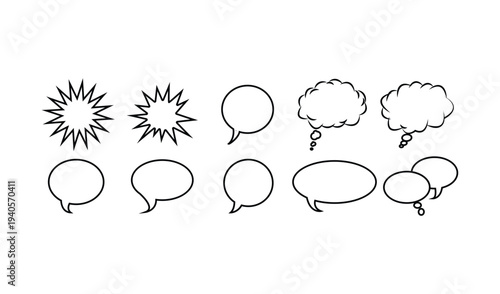 Comic Speech Bubbles and Thought Bubbles Vector Set – Pop Art Dialogue Balloon Collection