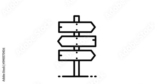 Minimalist illustration of a directional signpost with multiple arms silhouette