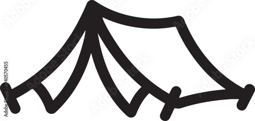 Premium icon - Heading to camp line - One continuous line of ridge tent image.one line vector icon illustration