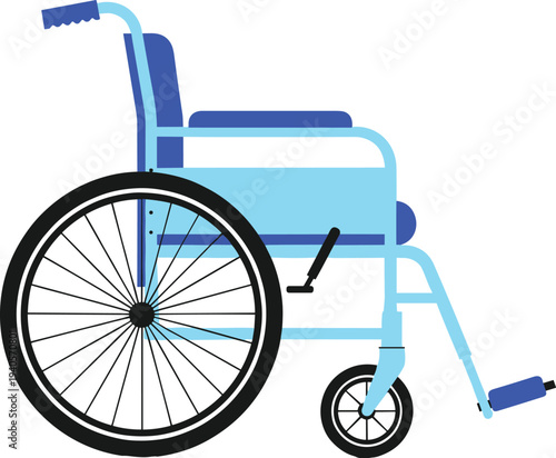 wheelchair mobility aid illustration, disabled accessibility equipment, medical rehabilitation chair, healthcare support device, patient transport wheelchair concept illustration