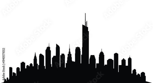 Dramatic city skyline against a white background a striking silhouette