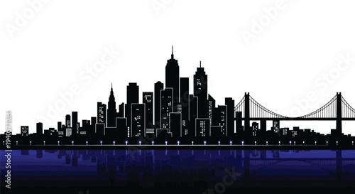 San francisco skyline with bridge and waterfront a striking silhouette
