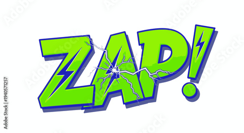 ZAP! comic book sound effect text with lightning