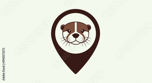 Brown Dog Face in Map Pin Icon.