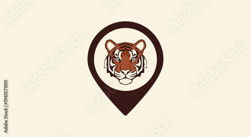 Tiger Head Icon in Map Pin.