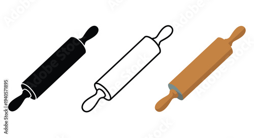 Three rolling pins in varying styles including a dark silhouette