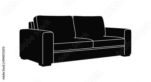 Modern sofa design isolated on a white background a dark silhouette