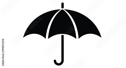 Simple black umbrella illustration against a white background silhouette