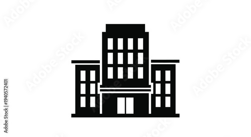 Simple black building facade with rectangular windows a stark silhouette