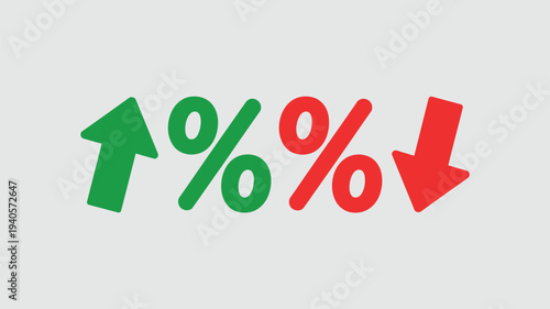 Percentage symbol with up and down arrows indicating growth and decline
