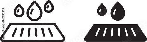 Drain icon set.Water Drainage Rainwater Drain Icon Set, sewer rain water drainage vector symbol on white background