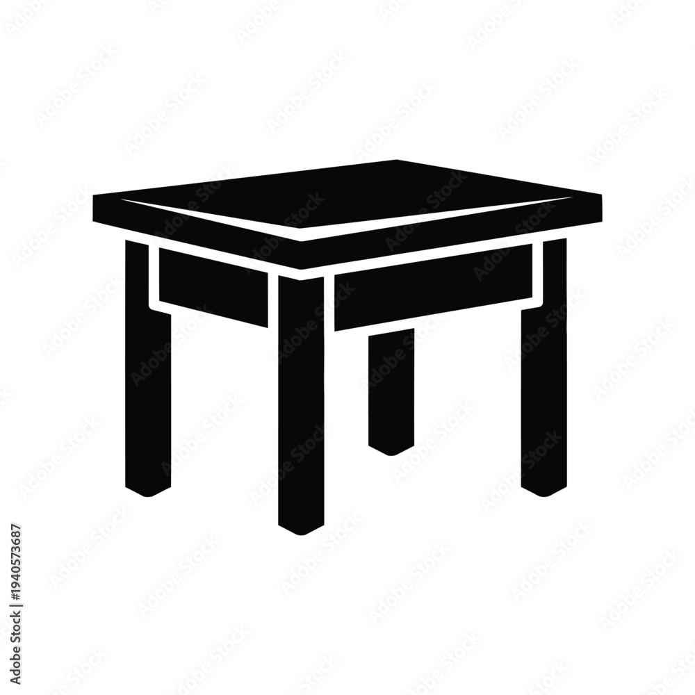 Fototapeta premium Table vector silhoutte icon isolated on white background for furniture design and decor projects