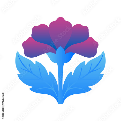 Symmetrical Gradient Botanical Floral Vector Set. Modern decoration