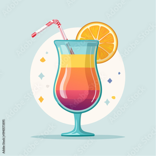 Illustration vectorielle minimaliste de boisson tropicale