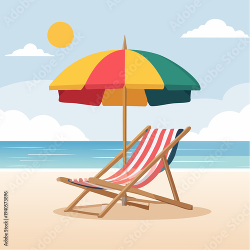 Illustration vectorielle minimaliste de vacances estivales