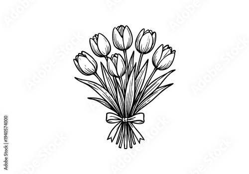 Tulip Flower Hand Drawn Illustration Vector by AZ for Books, Arts, Design and Decoration Graphic Asset