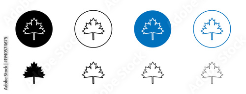 Autumn leaf canadian icons set. vector illustration