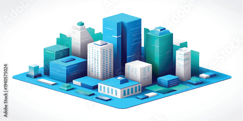 A modern 3d cityscape illustration featuring a futuristic skyscraper skyline and urban business towers integrated into a visionary city in the sky architecture design