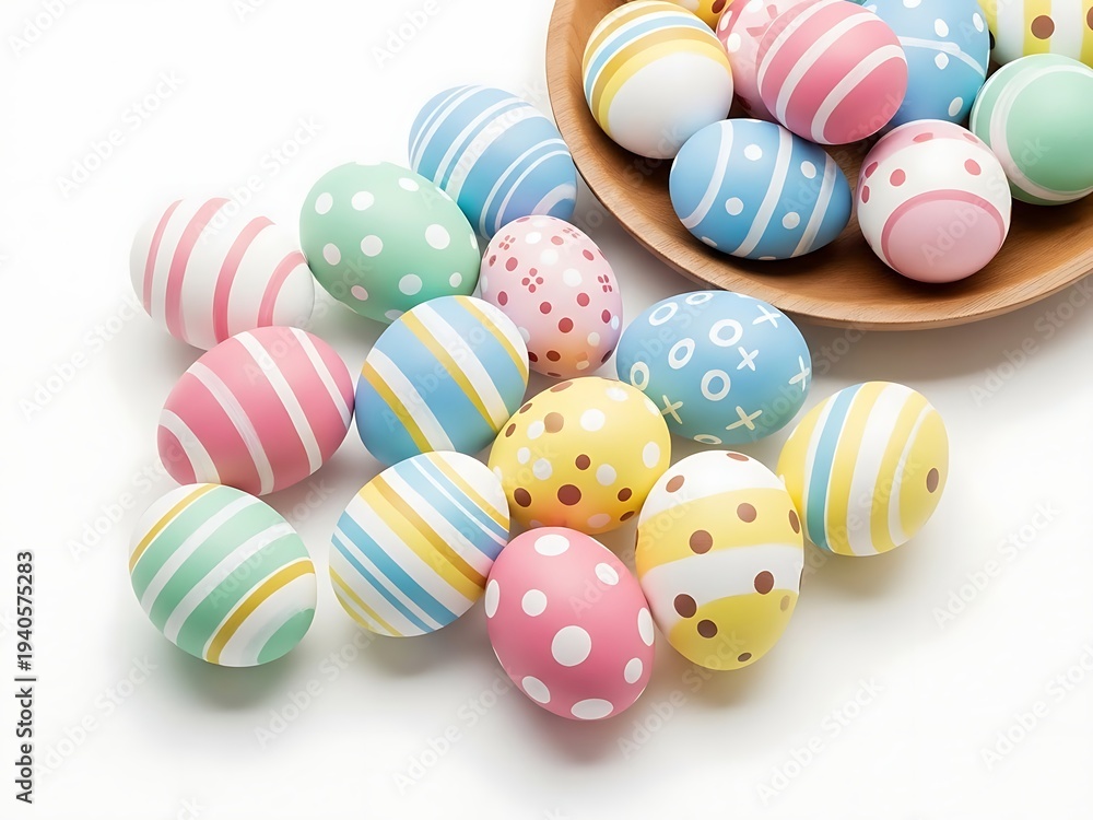 Fototapeta premium Easter basket essentials colorful eggs and decorations for a festive holiday