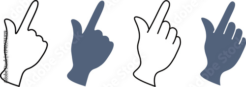 親指が立っている右斜め上を指差す右手のアイコン素材セット