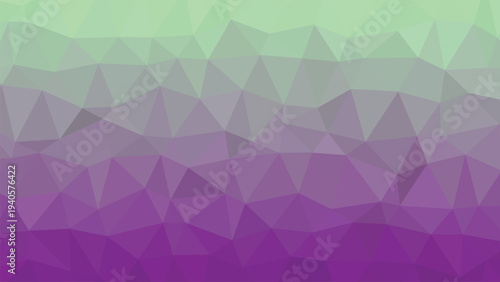 Abstract geometric low poly background with vibrant green to purple gradient color texture