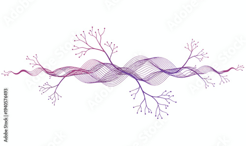 Premium Abstract Neural Network  Biological Waveform Illustration - Purple Vector Graphics for Neuroscience, AI Connectivity  Biotech UI Assets