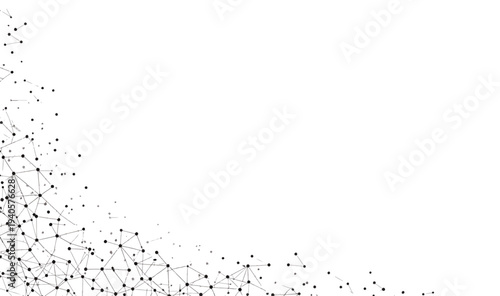 Premium Abstract Network Border Illustration - Minimalist Geometric Node Vector Art for Blockchain, Big Data  Tech Website Backgrounds